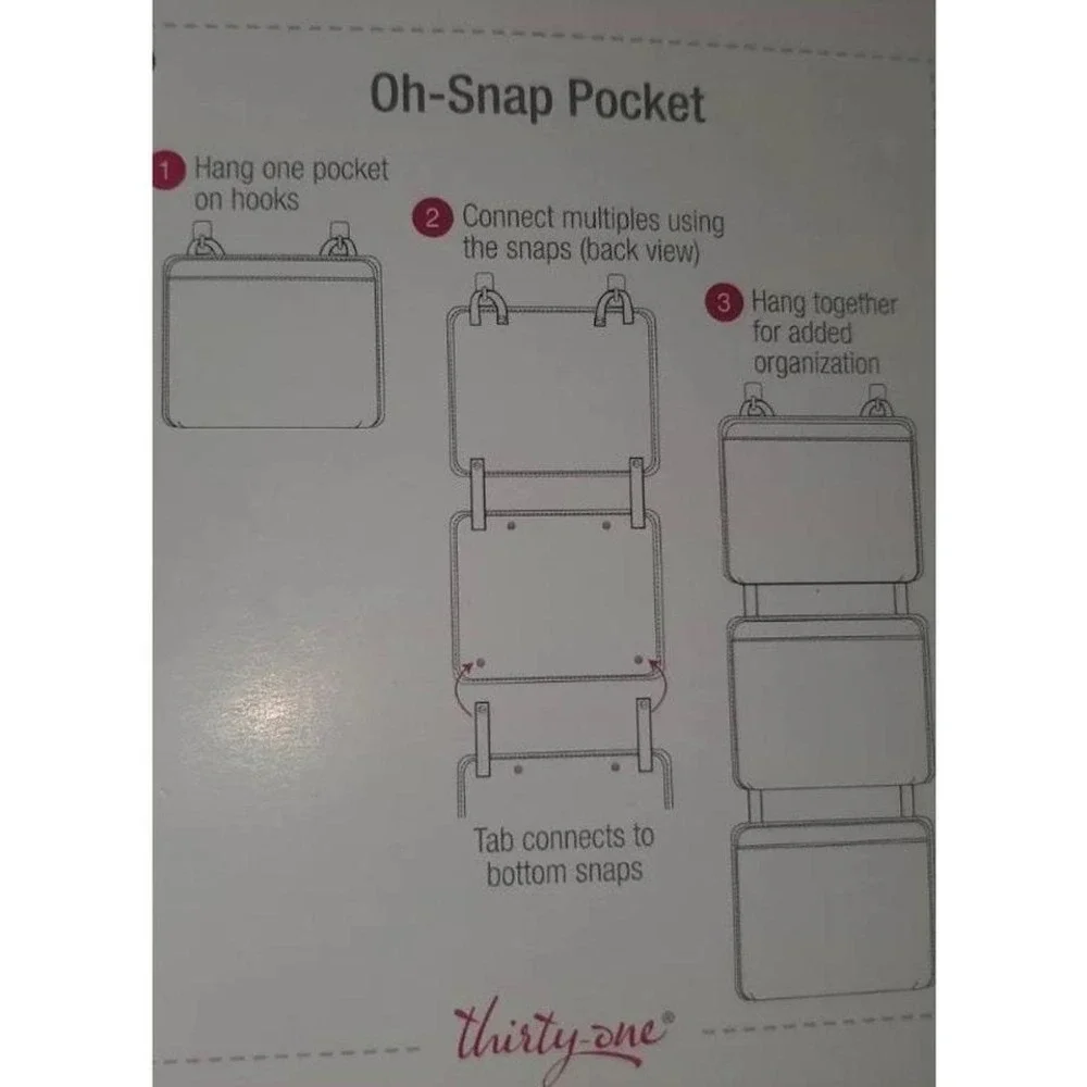 Thirty One Oh Snap Pocket 212A Dotty Chevron Hanging‎ Organizer Wall Storage